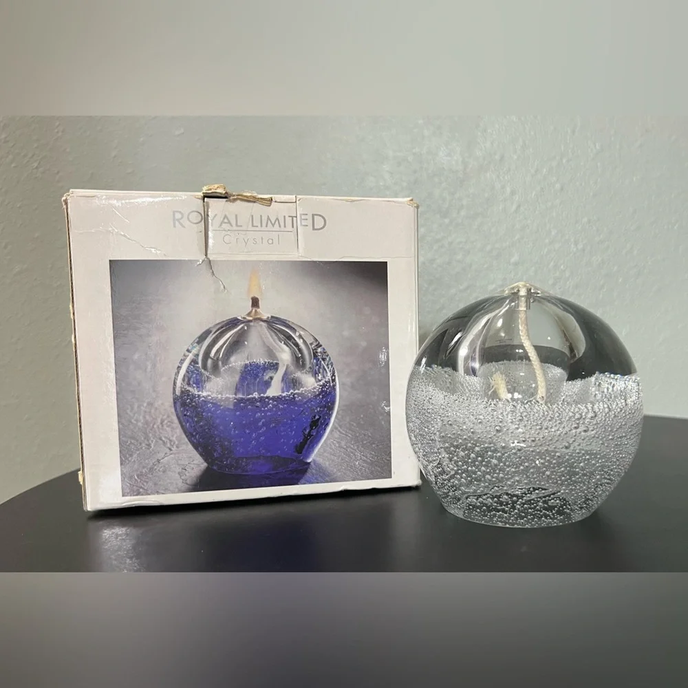 Vintage New in Box Royal Limited Crystal Oil Lamp Complete Set Home Decor